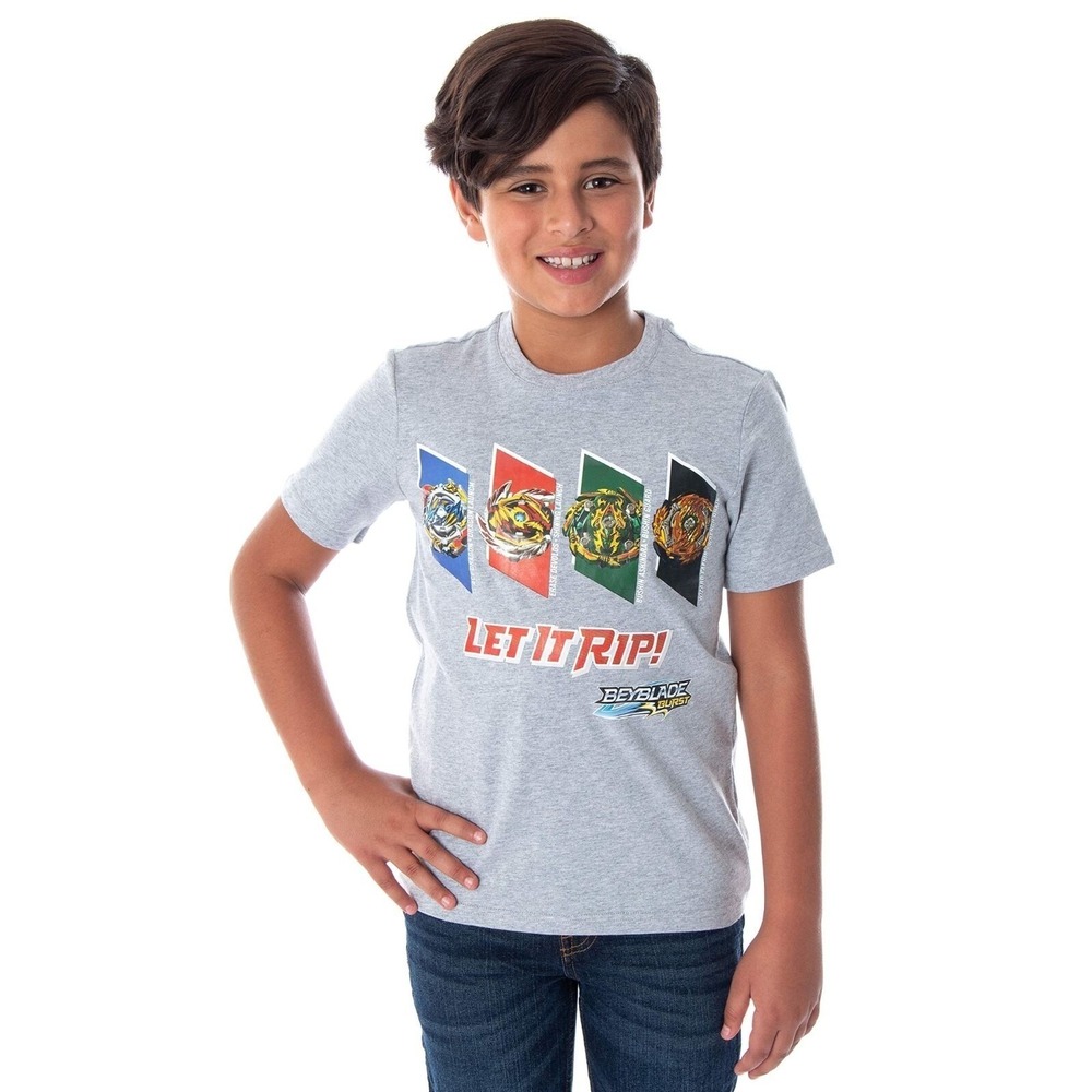 Boys' BEYBLADE Let It Rip T-Shirt Gray Size 8 New With Tags